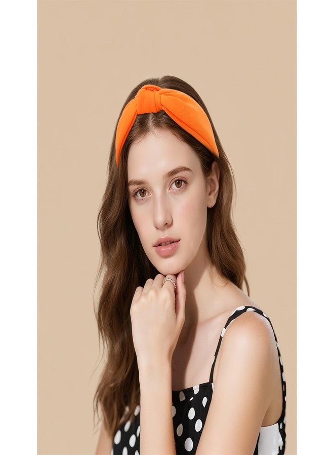 CURASA Orange Knotted Headbands For Women Girls Non Slip Knot Headband Wide Fashion Hairband Top Knot Decorative Hair Accessories Fabric Hair Bands Elastic Head Bands Christmas Party Gifts - Image 3